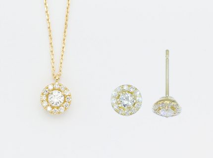 K18 取巻 ネックレス＆ピアス (1セット)